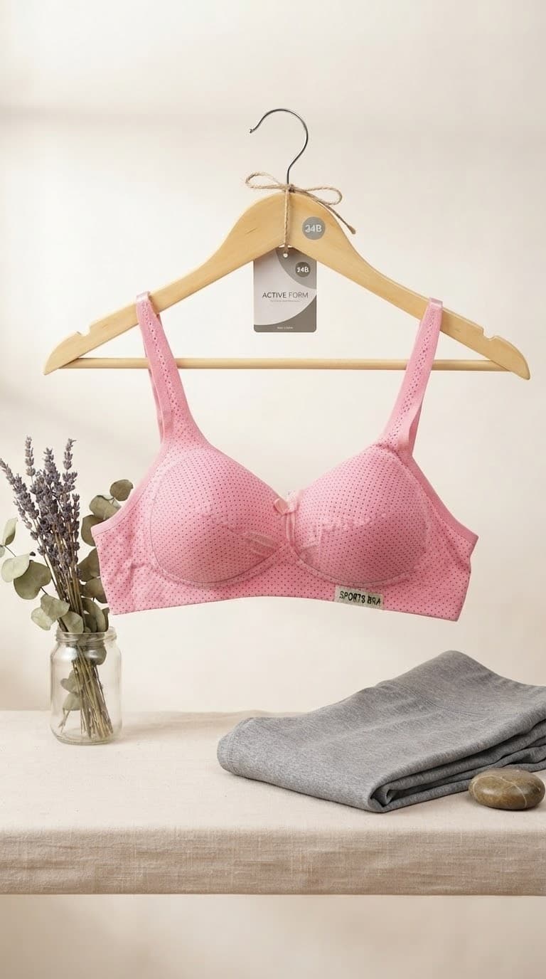 Polka Dot Cotton Sports Bra