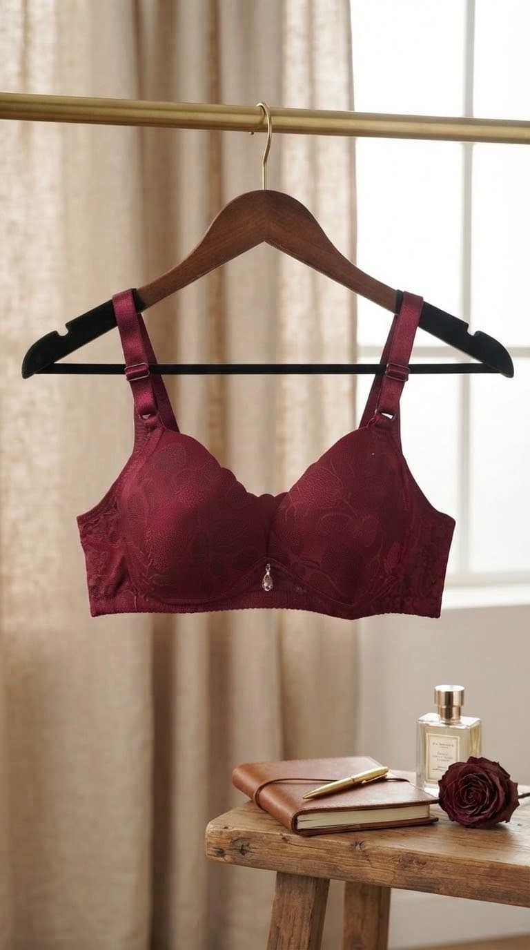 Padded Push-Up Bra with Embossed Leaf Pattern