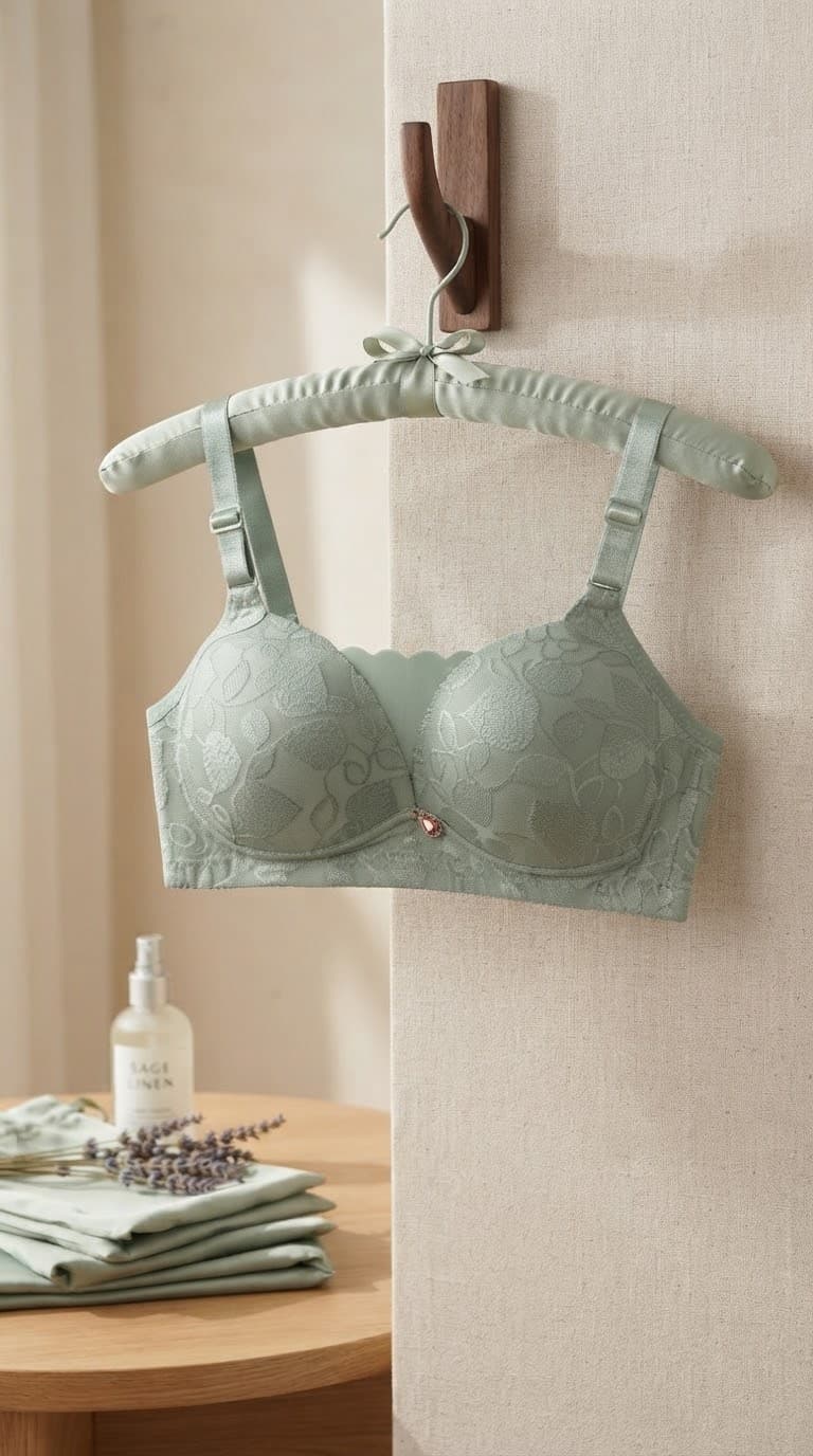 Padded Push-Up Bra with Embossed Leaf Pattern