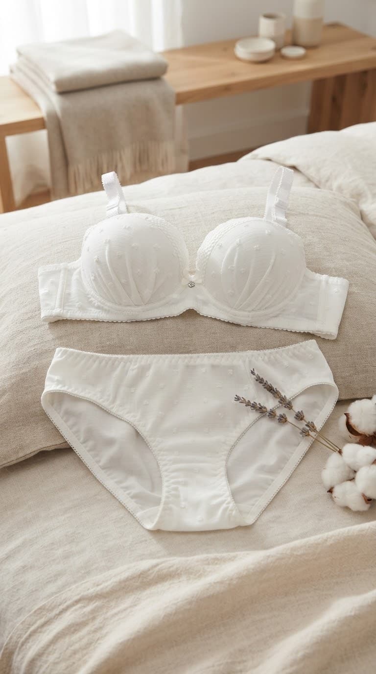 Beaded Textured Bra Panty Set | Lace Trim